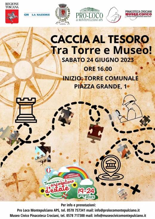 CACCIA AL TESORO Tra Torre e Museo - Sabato 24 Giugno 2023 Ore 16.00 - 11° Edizione Toscana Arcobaleno d&#039;Estate