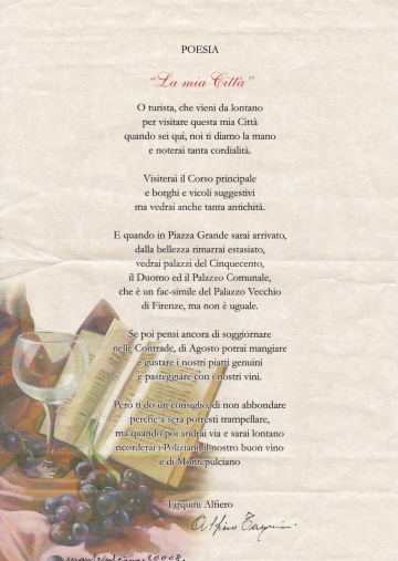 Poesia La mia città - Omaggio a Montepulciano di Alfiero Tarquini - Info  Point