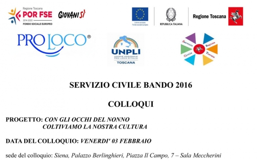 SERVIZIO CIVILE BANDO 2016 DATA DEL COLLOQUI - VENERDI&#039; 03 FEBBRAIO